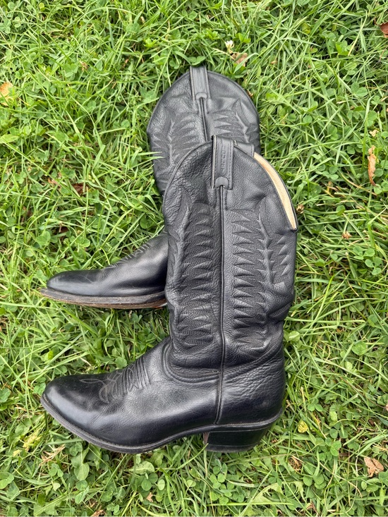 Boulet Shoes - Vintage Boulet Black Leather Western Combat Boots - Unbranded